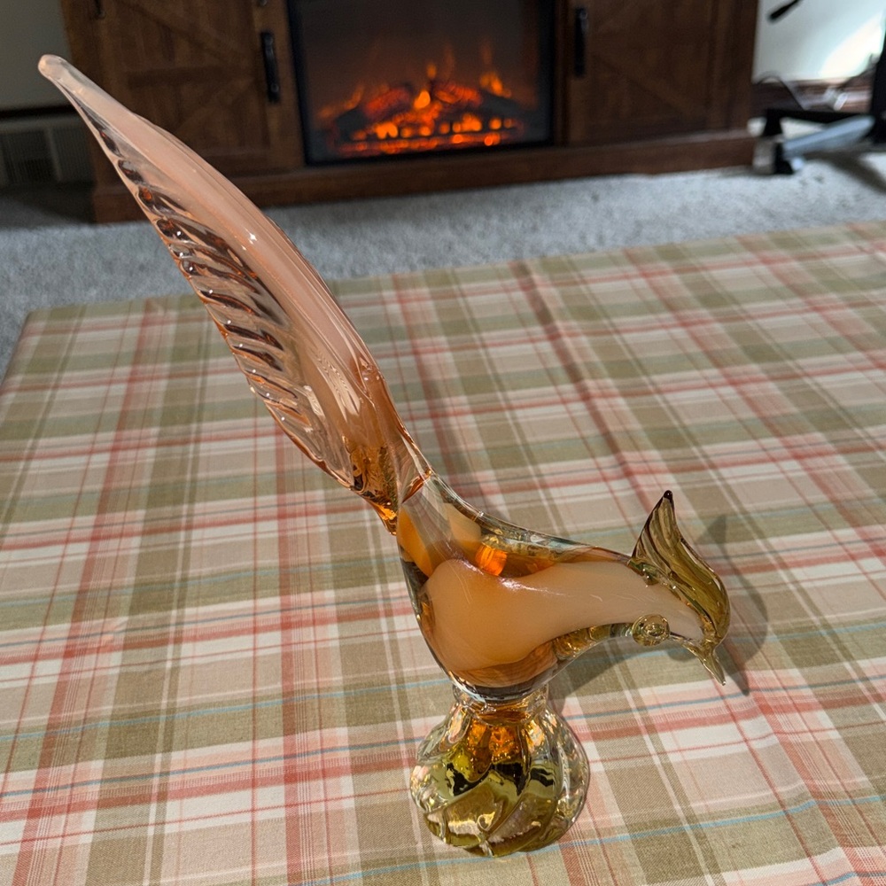 Gorgeous vintage MURANO ART Glass PHEASANT Bird Figurine. Italy J.I CO